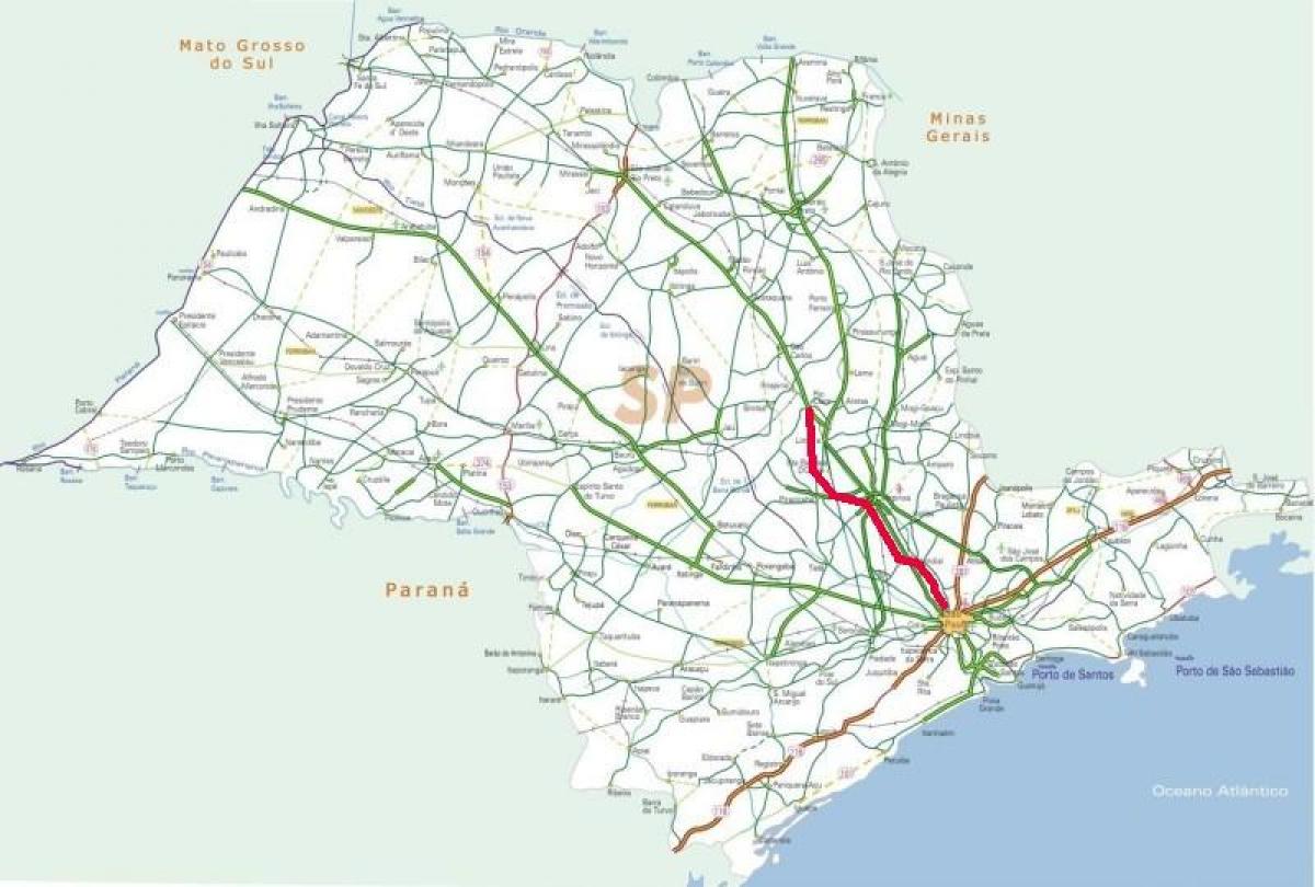 Mapa autostrady Bandeirantes - SP 348