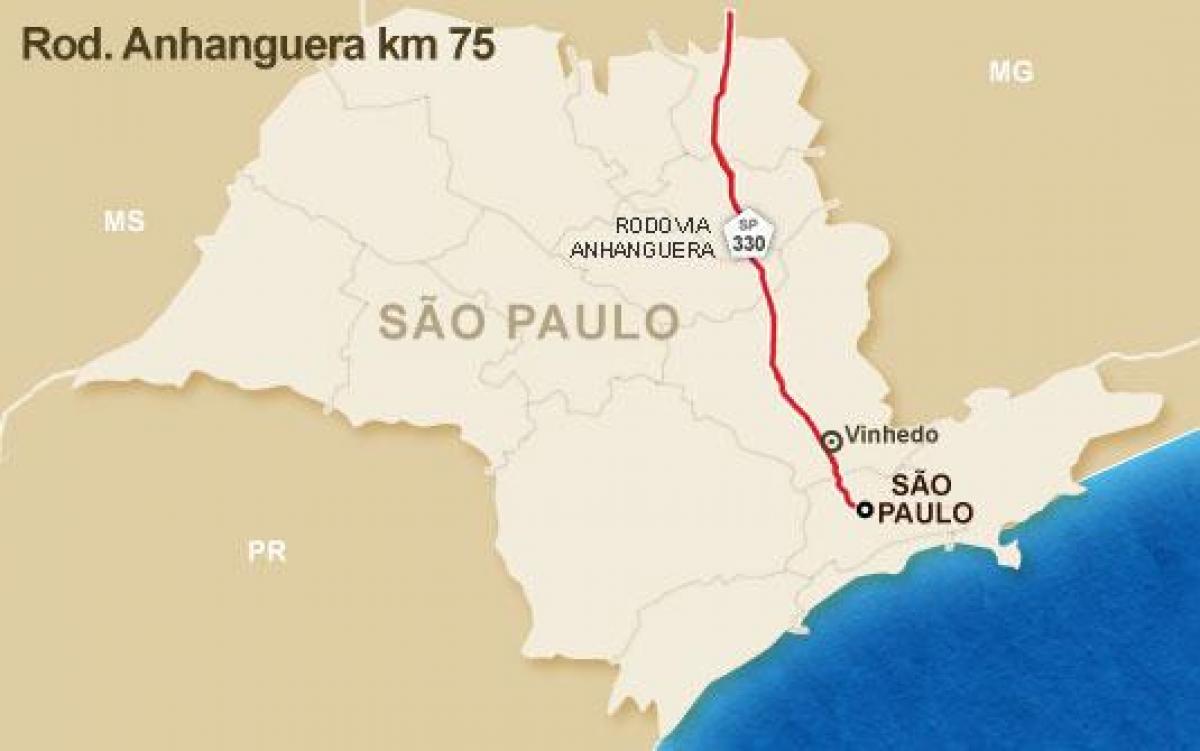 Mapa autostrady Аньянгуэра - SP 330