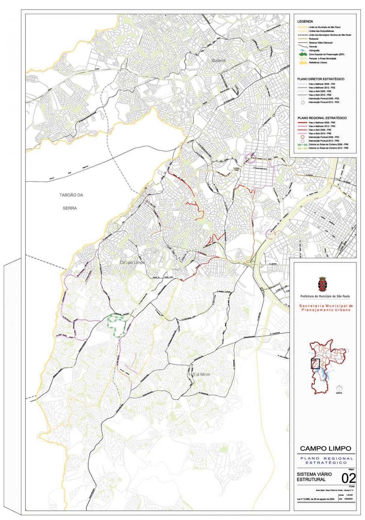 Mapa Campo Лимпу-Sao Paulo - dróg