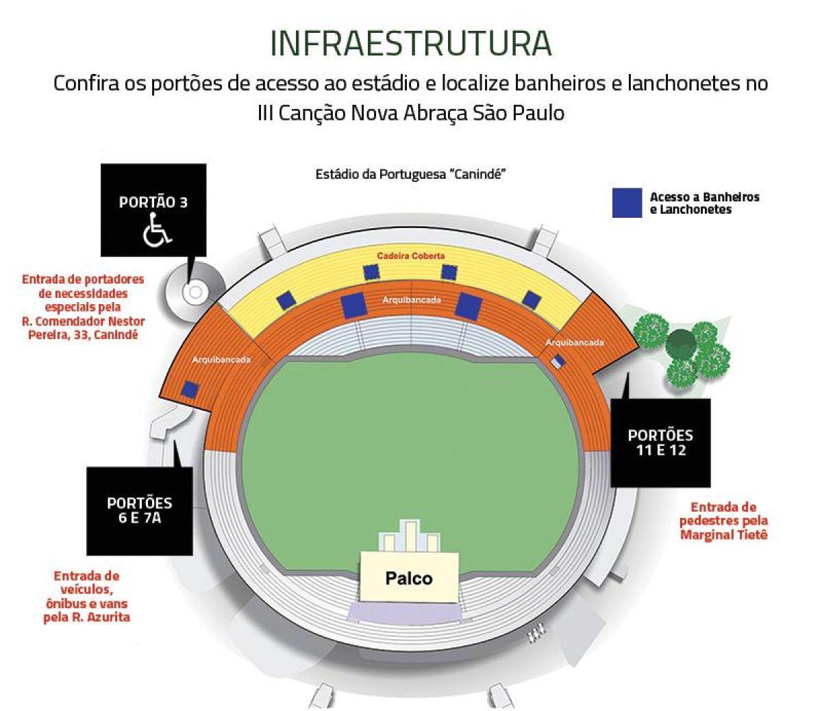 Mapę stadionu w Sao Paulo Canindé