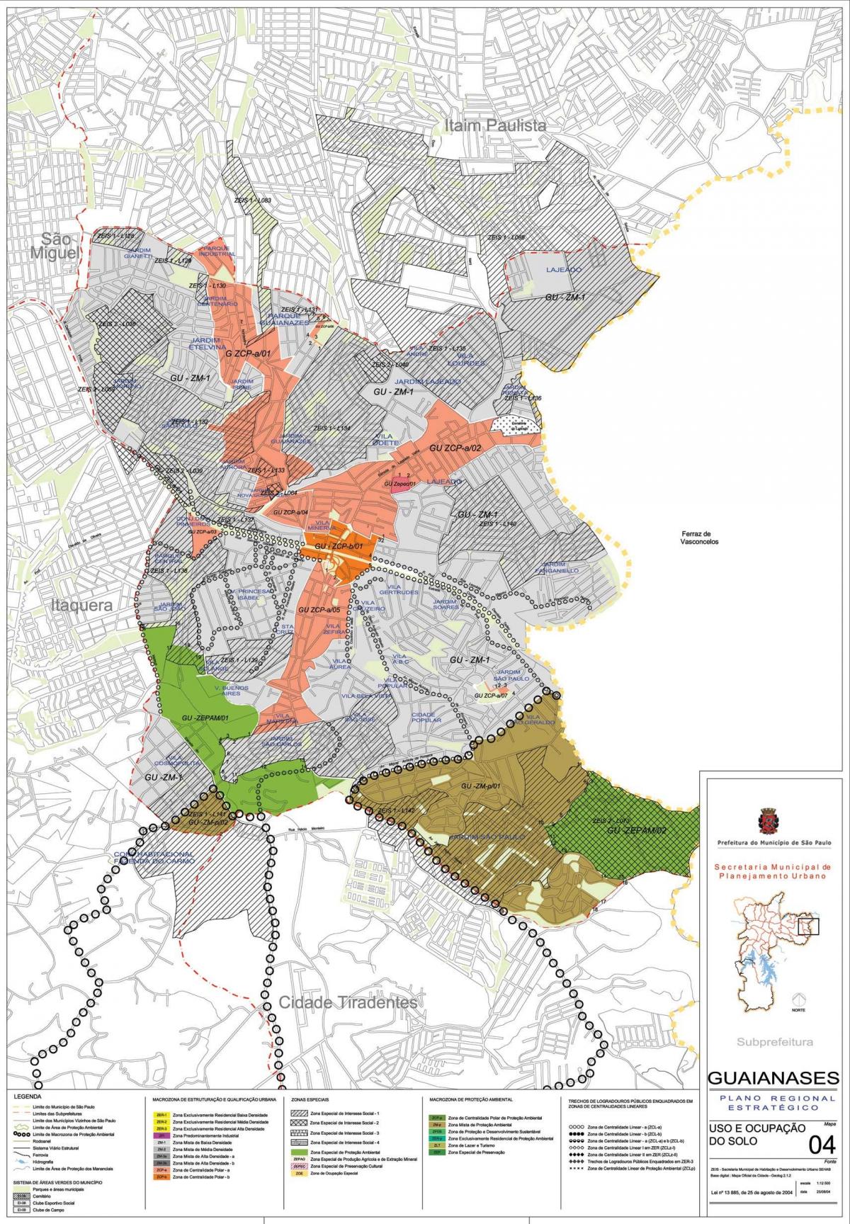 Mapa Guaianases Sao Paulo - przechwytywanie ziemi