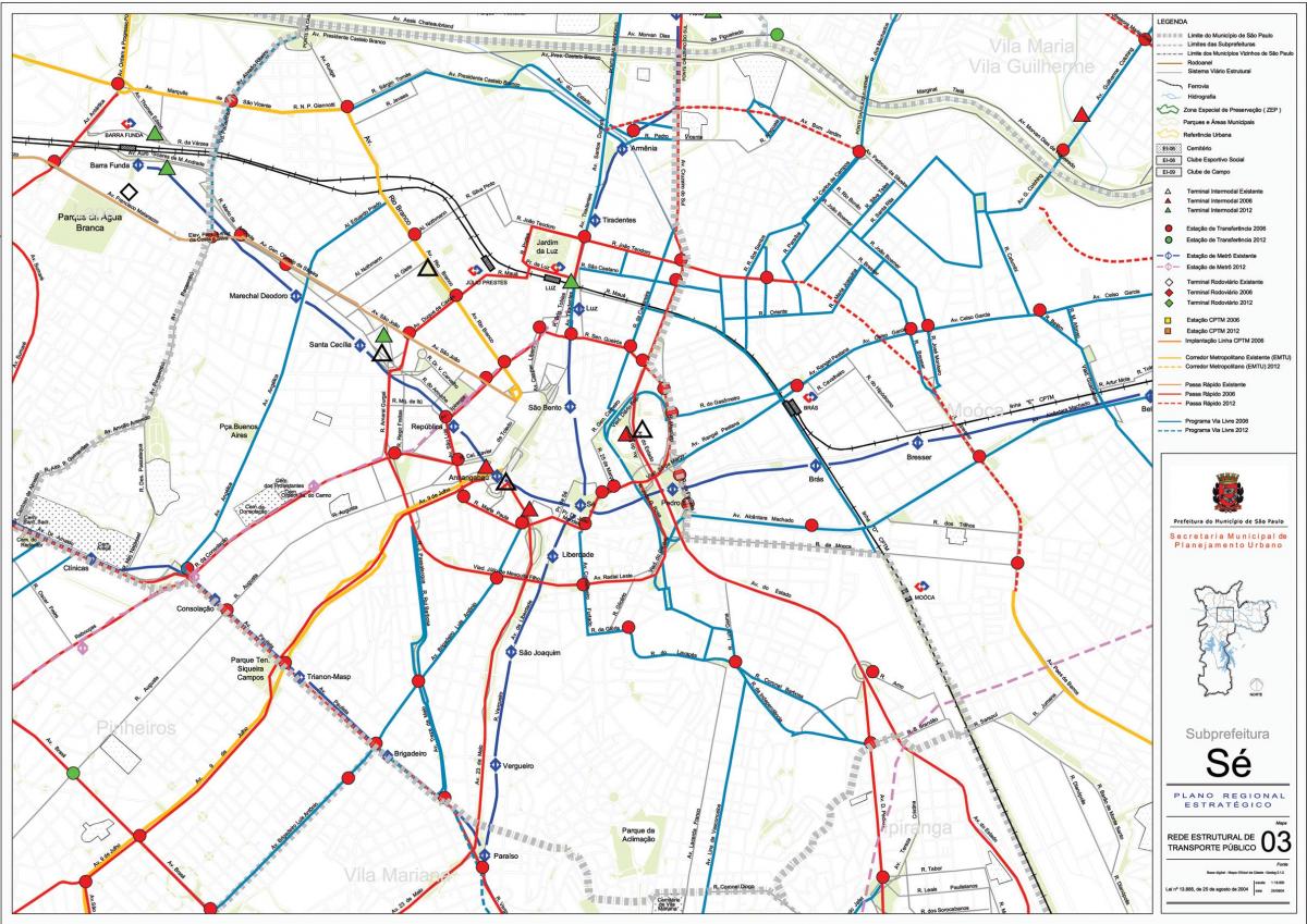 Mapa ce Sao Paulo - transport publiczny