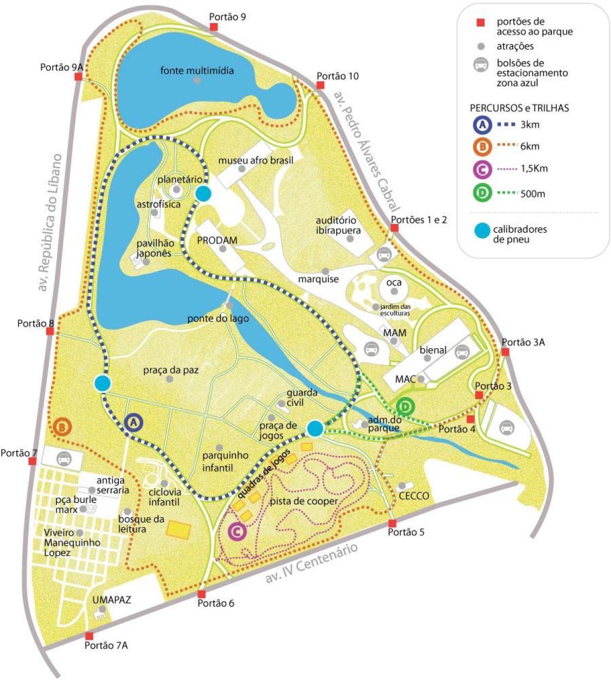 Mapa parku Ibirapuera