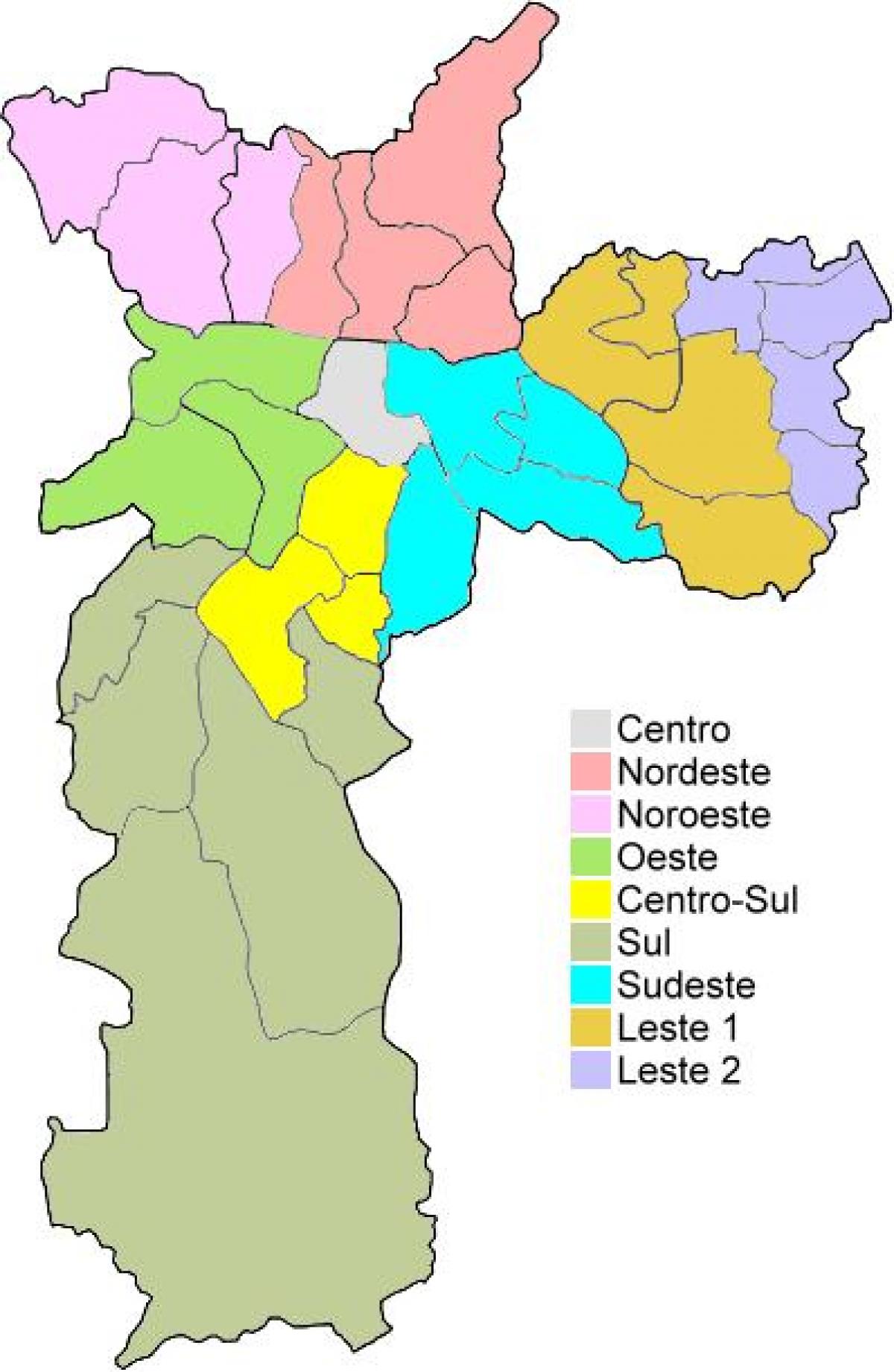 Mapa powiatów w Sao Paulo