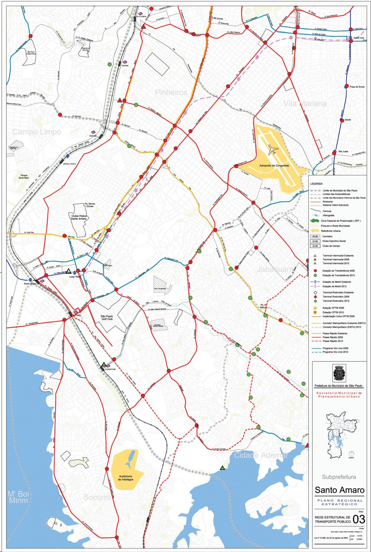Mapa Santo Amaro Sao Paulo - transport publiczny