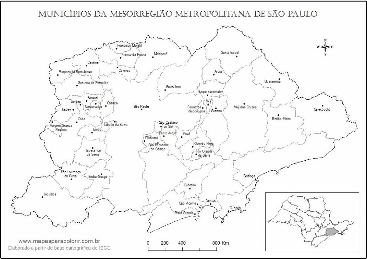 Mapa Sao Paulo dziewice