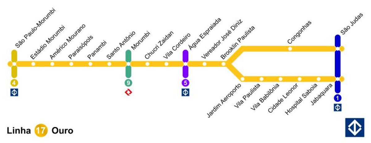 Mapa Sao Paulo monorail - linia 17 - złoto