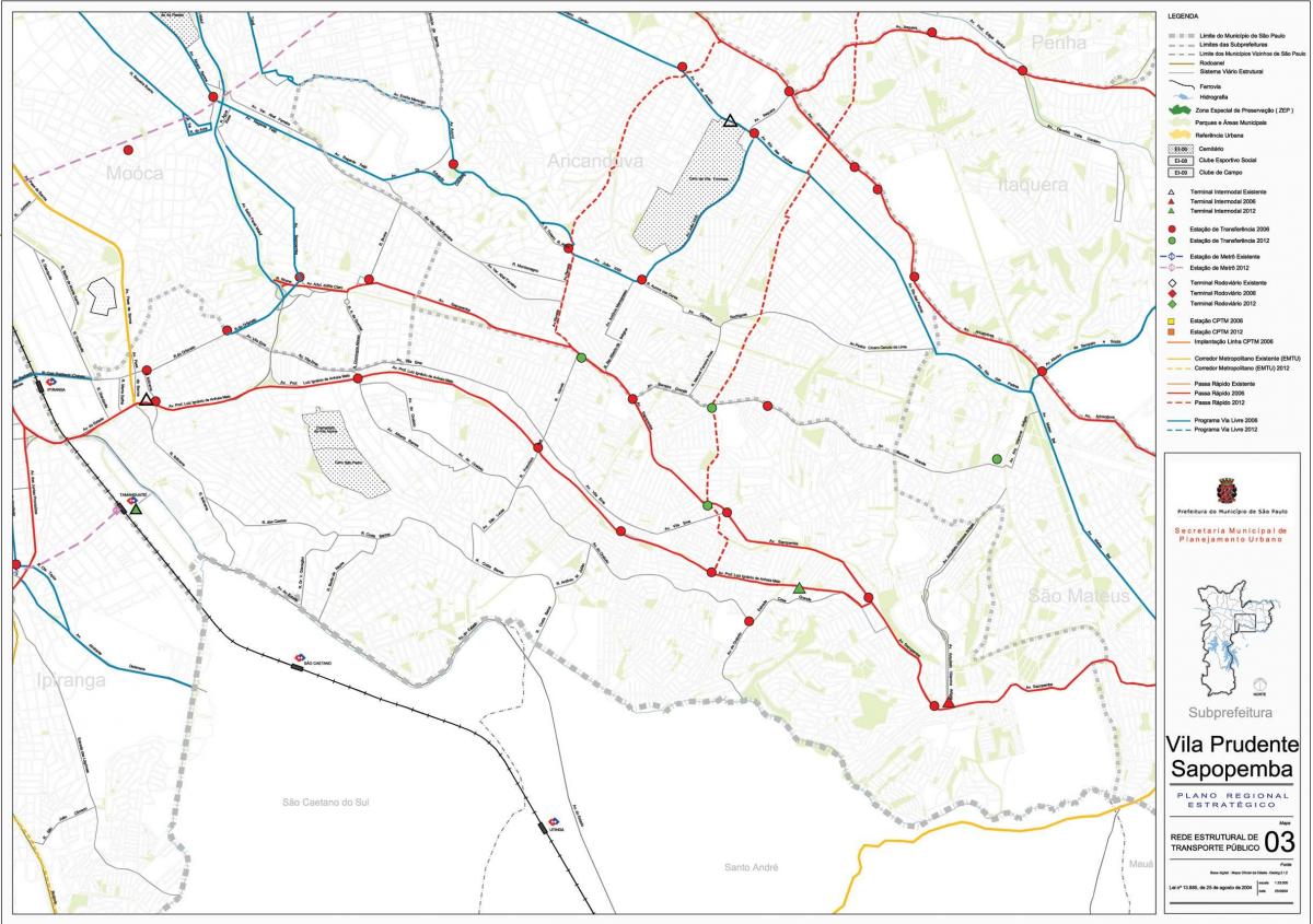 Mapa Sao Paulo Vila Prudente - transport publiczny