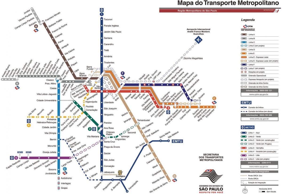 Mapa stołeczny transport Sao Paulo