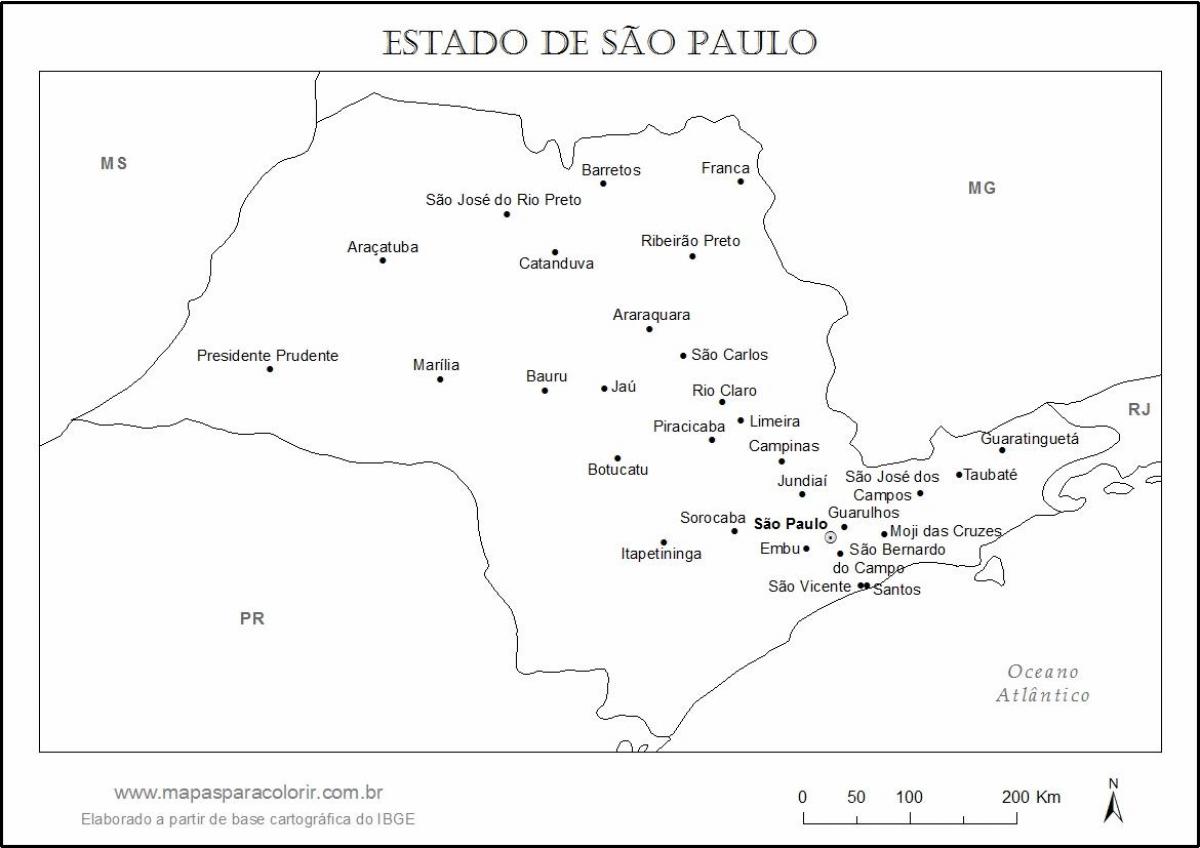 Mapa Sao Paulo maryi Panny, głównego miasta