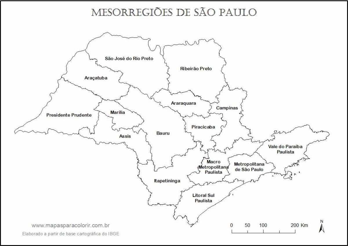 Mapa Sao Paulo Panna - nazwy regionów
