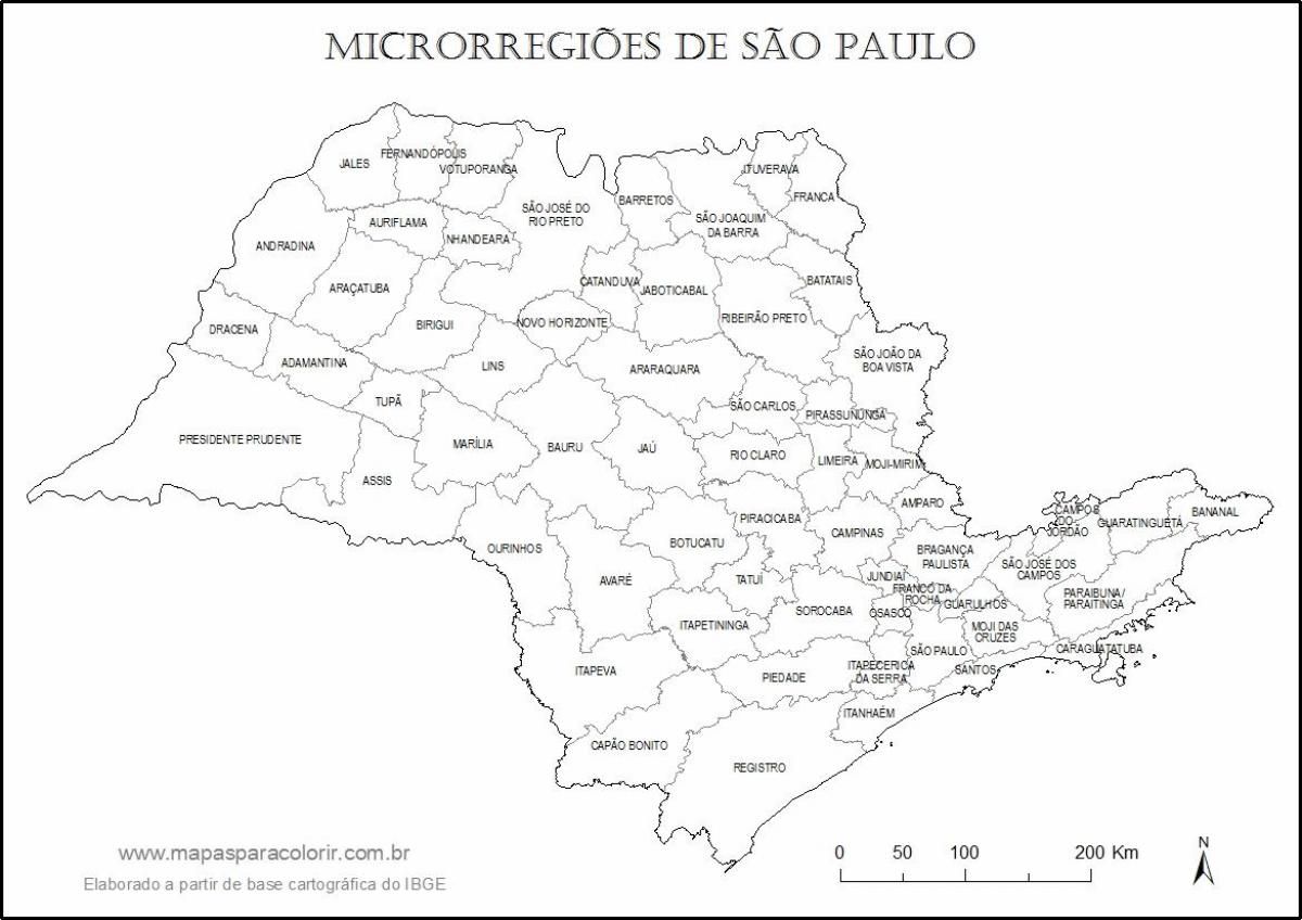 Mapa Sao Paulo Panna - mikro-regionów