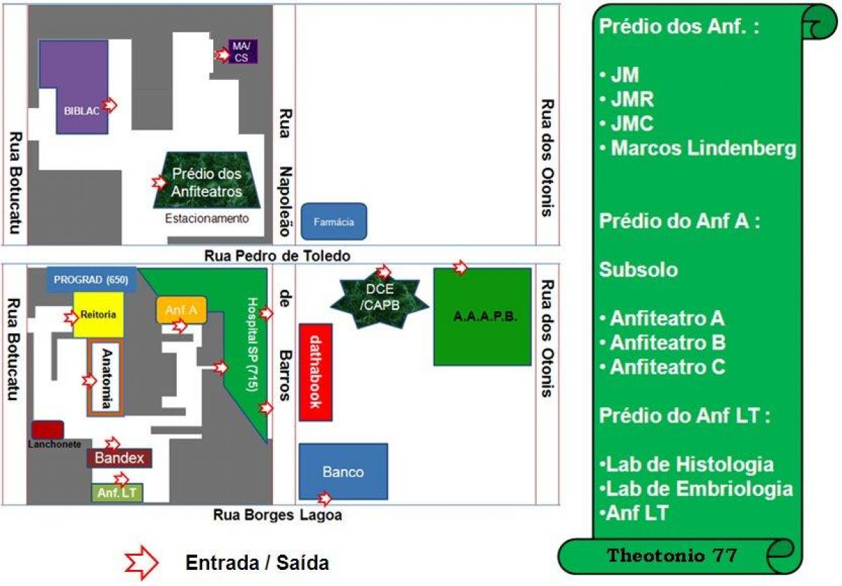 Mapę z federalnego uniwersytetu w Sao Paulo - UNIFESP