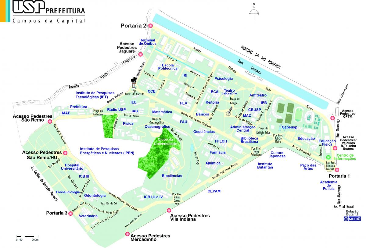 Mapa uniwersytetu w Sao Paulo - УСП
