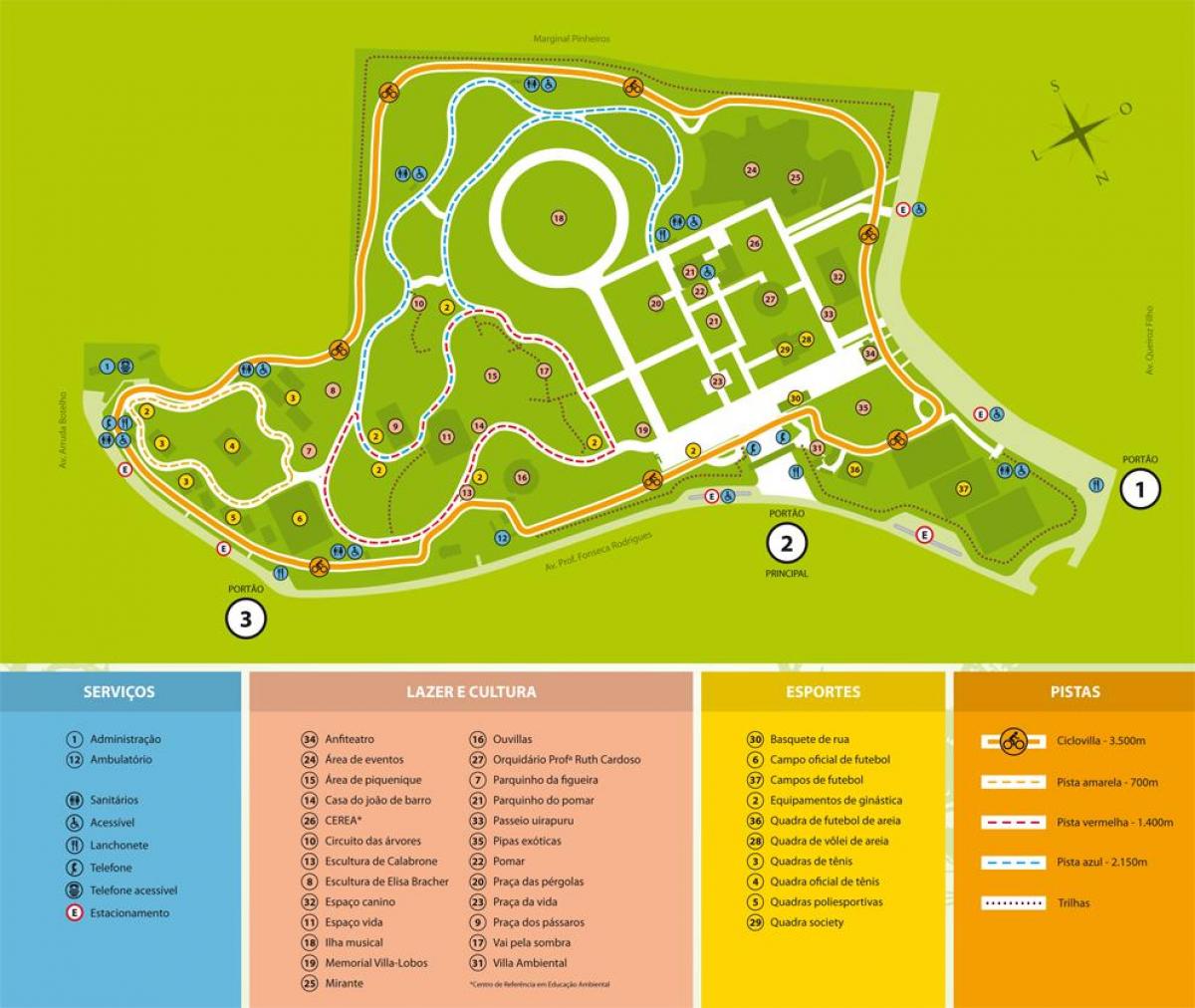 Mapa parku Villa-lobos