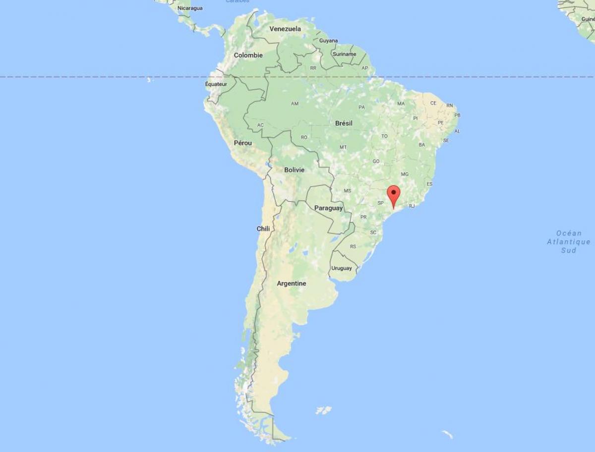 Mapa Sao Paulo w Ameryce Południowej