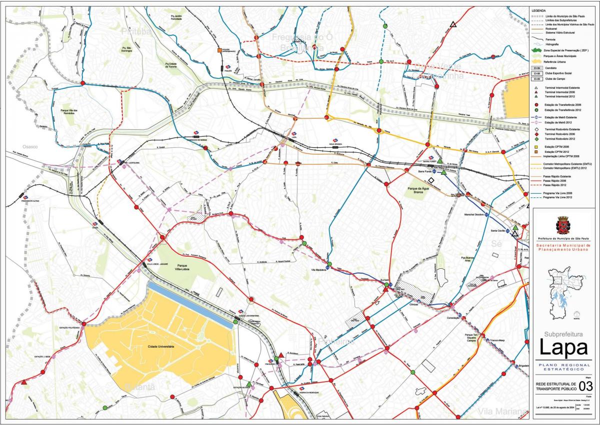 Mapa Lapa Sao Paulo - transport publiczny