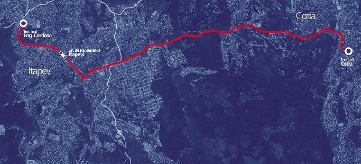 Mapa коредоре BRT metropolitano Itapevi-Котия