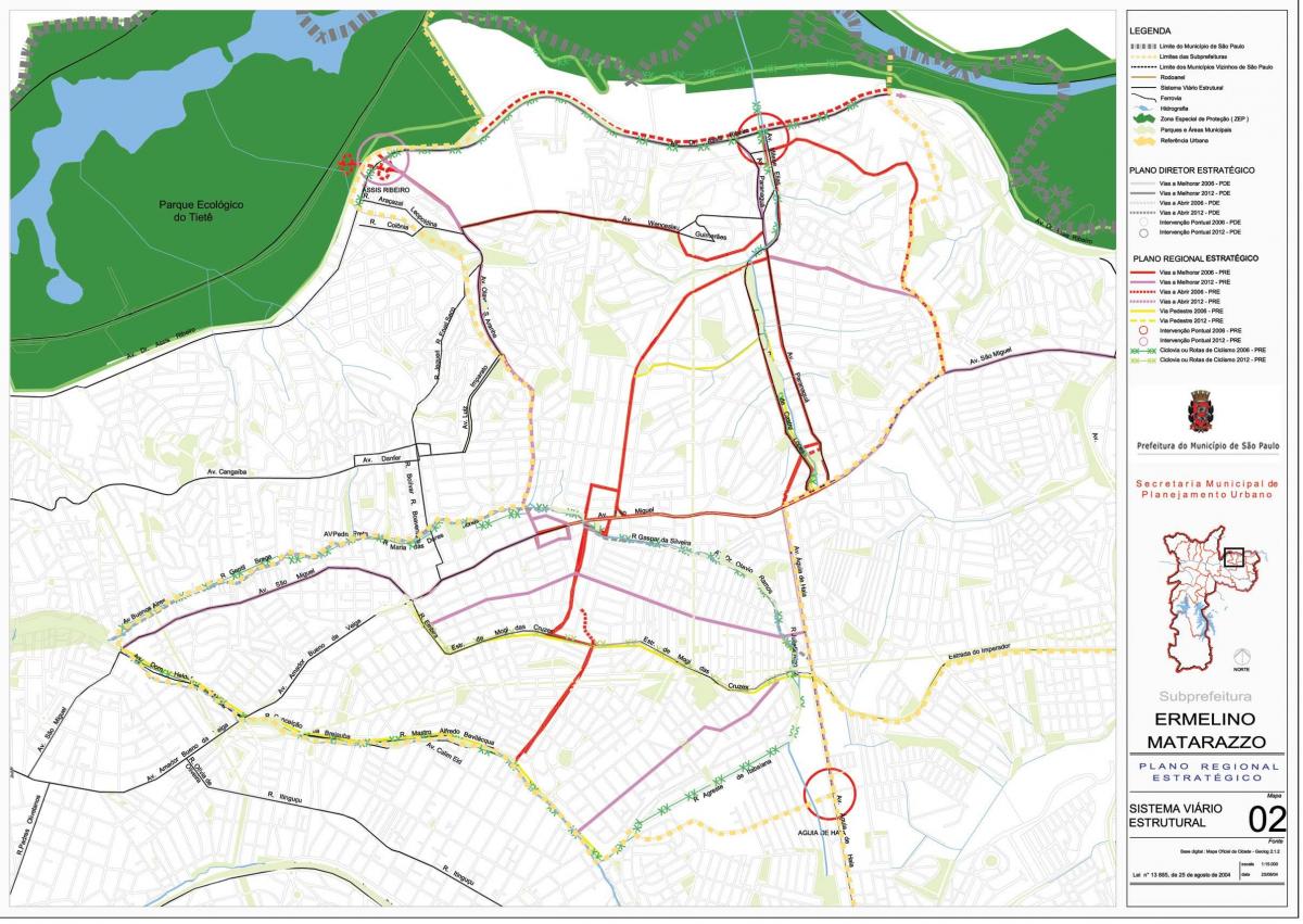Mapa Ermelino Матараццо Sao Paulo - dróg