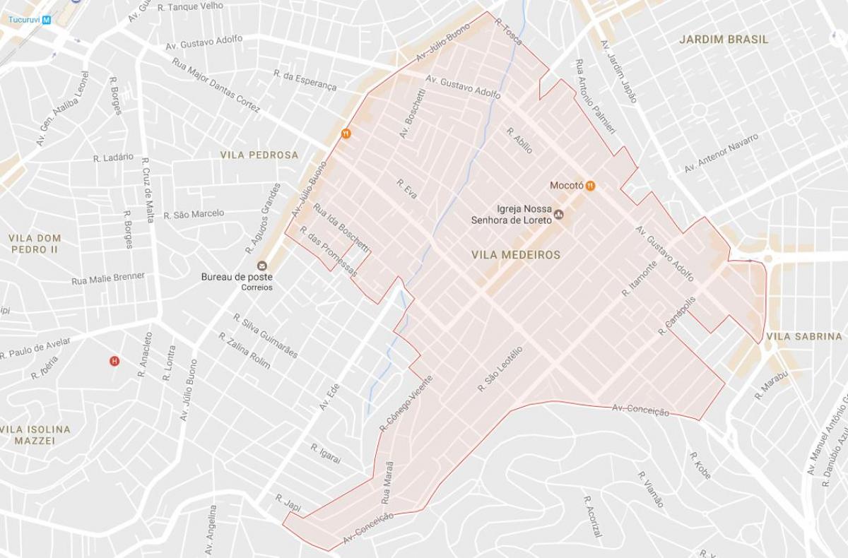 Mapa San Медейрус Vila Paulo