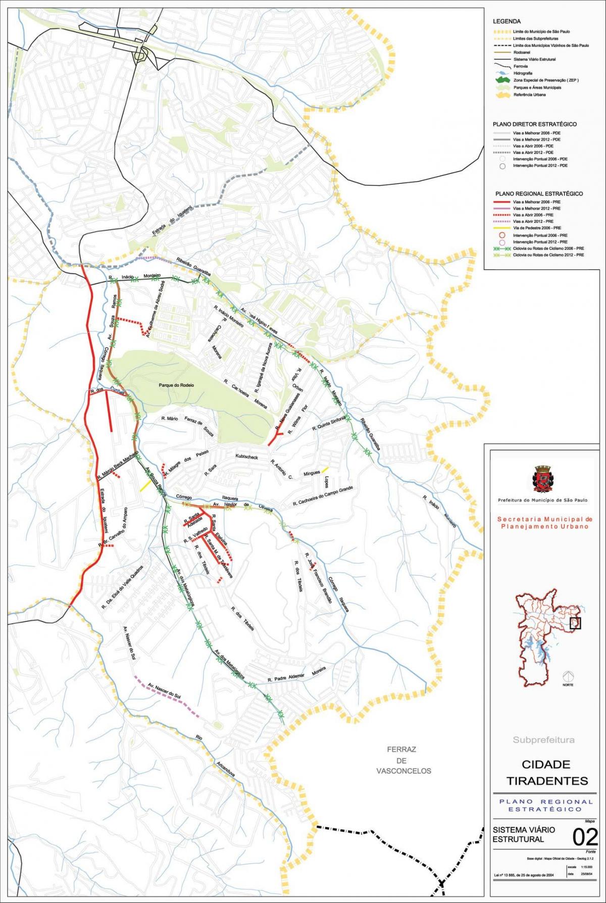 Mapa Сидаде Тирадентесе Sao Paulo - dróg