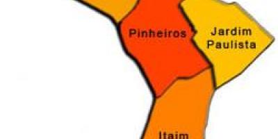Mapa sub-prefekturze Pinheiros