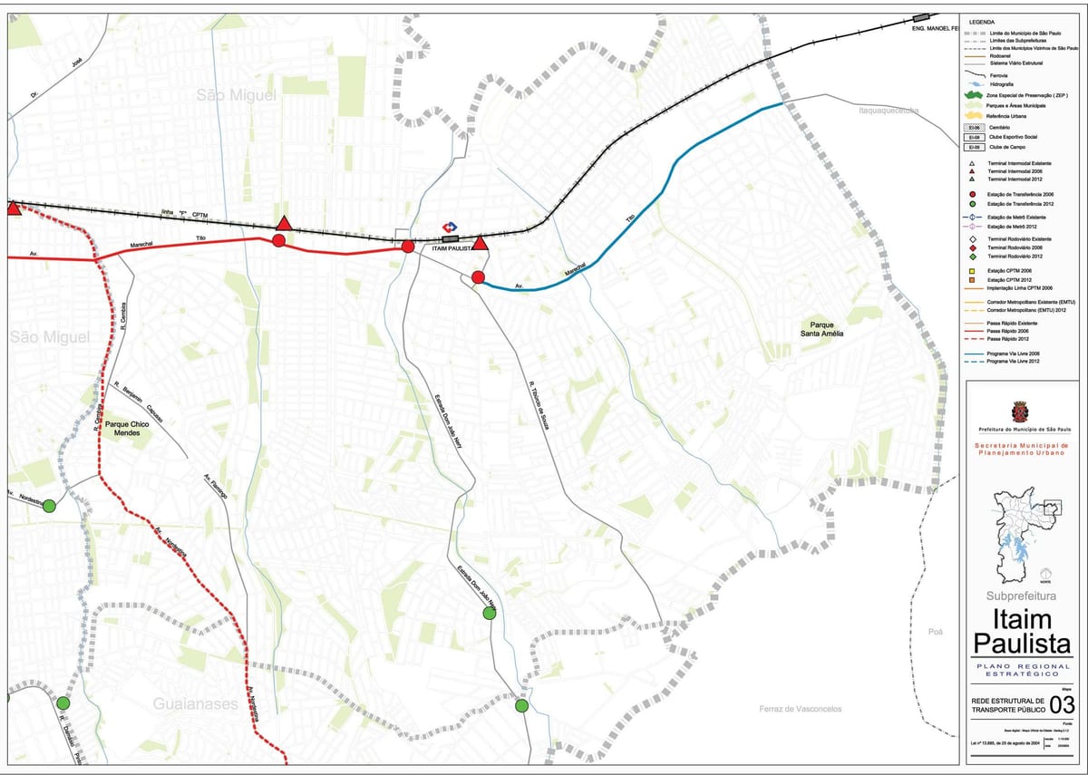 Mapa Итайн Paulista - Curuçá Vila Sao Paulo - transport publiczny