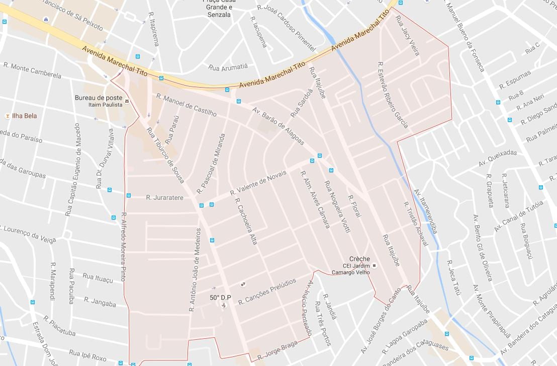 Mapa Итайн Paulista Sao Paulo