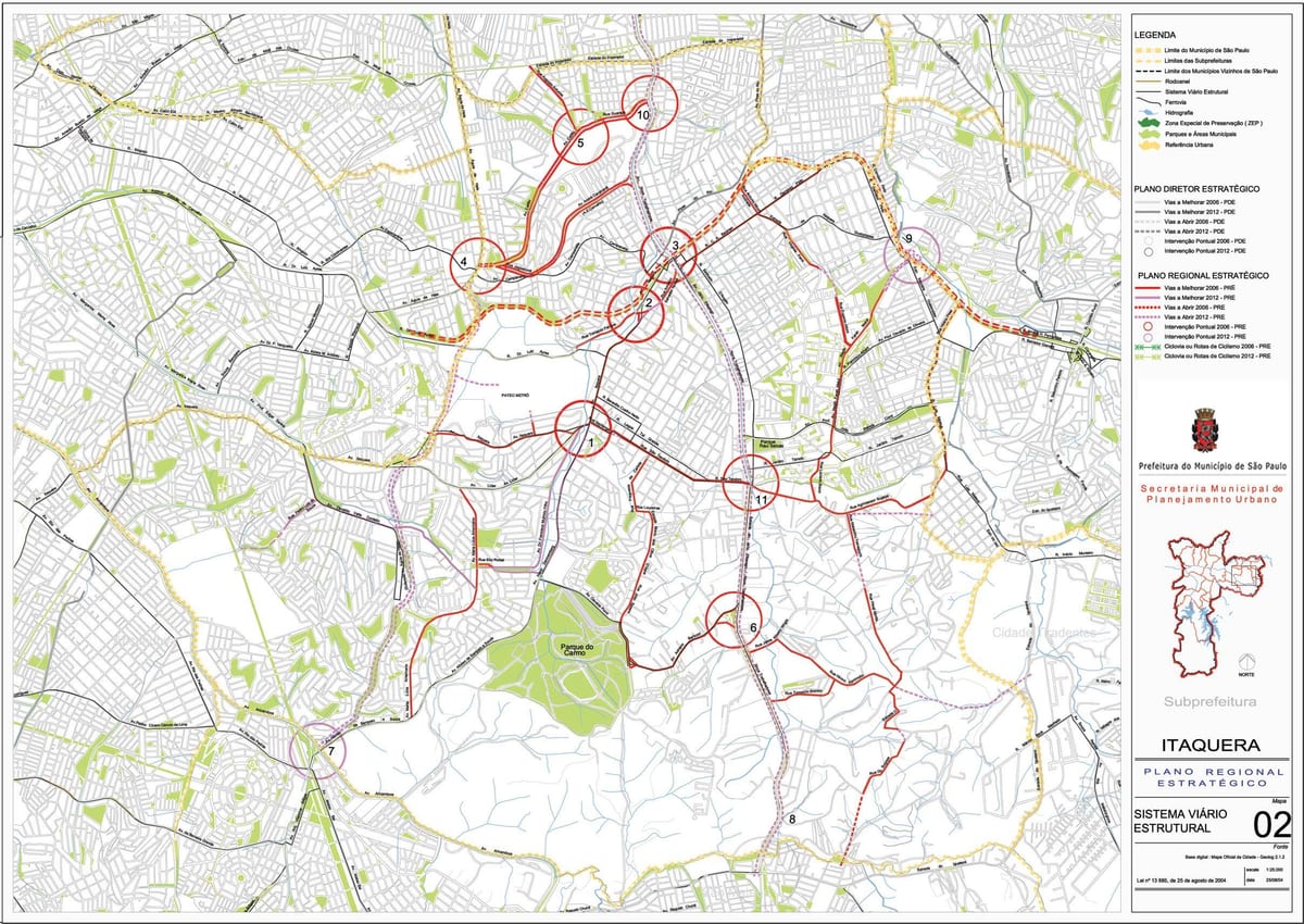 Mapa Итакера w San Paulo - dróg