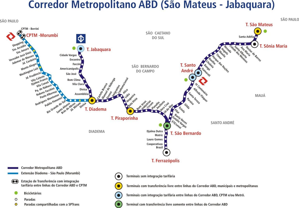 Mapa коредоре metropolitano Abd