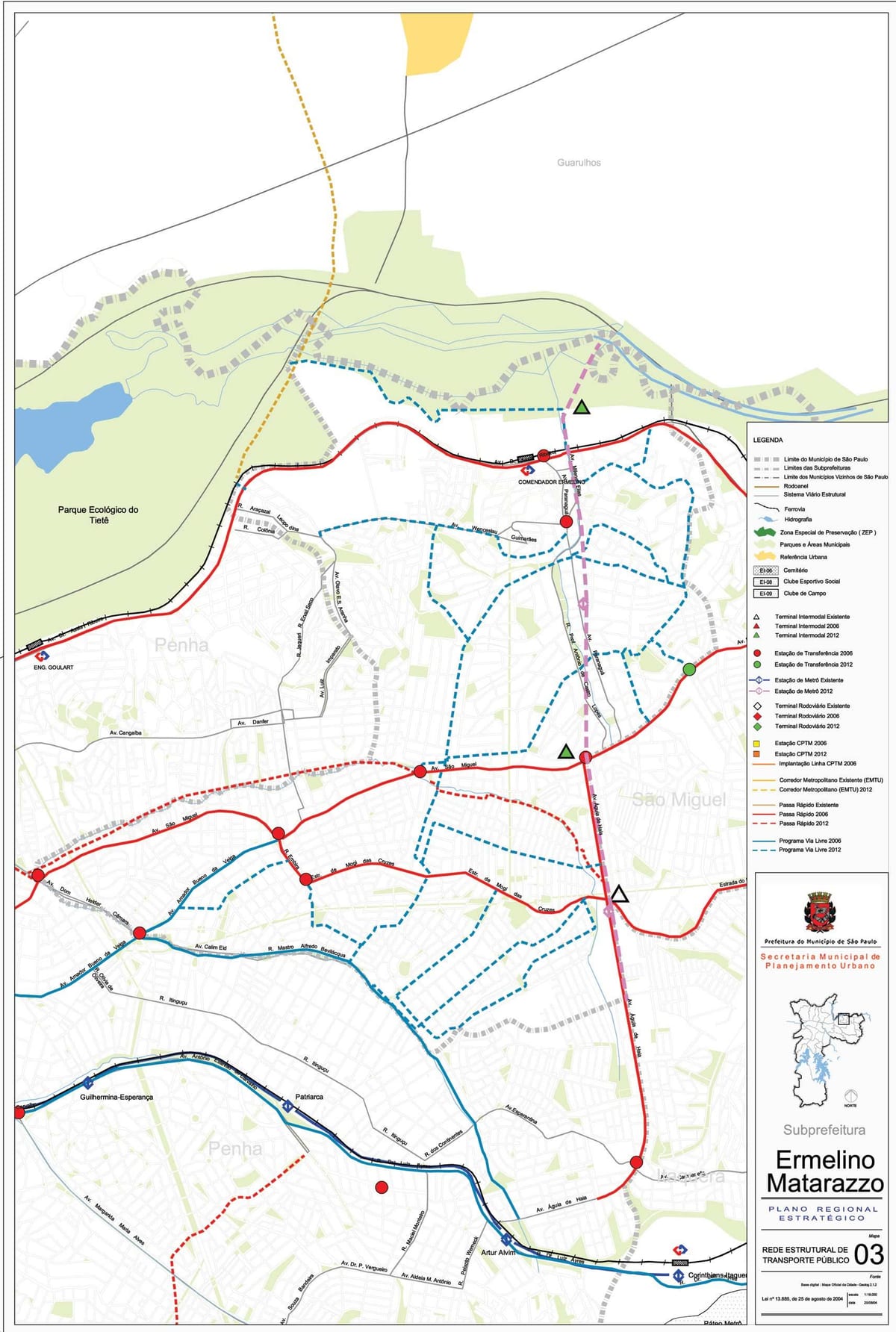 Mapa Ermelino Матараццо Sao Paulo - transport publiczny