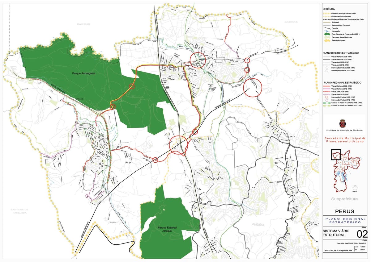 Mapa Перус Sao Paulo - dróg