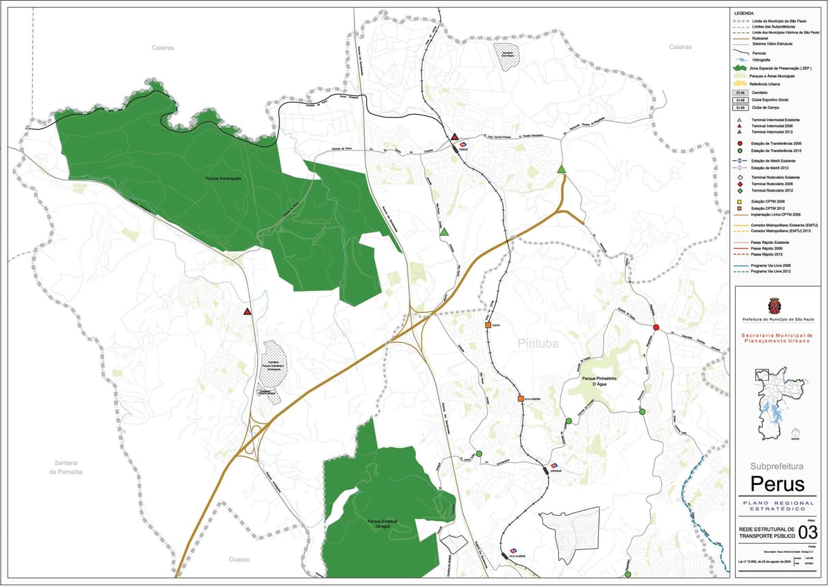 Mapa Перус Sao Paulo - transport publiczny