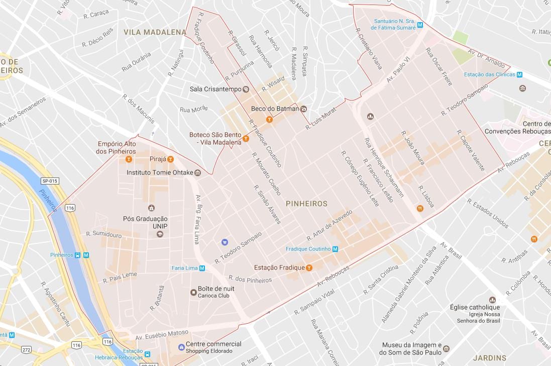 Mapa atrakcji, jak San Paulo