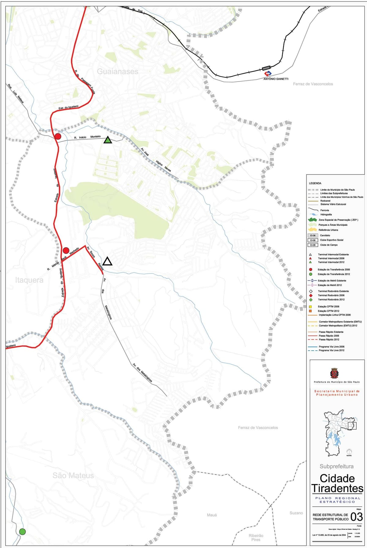 Mapa Сидаде Тирадентесе Sao Paulo - transport publiczny