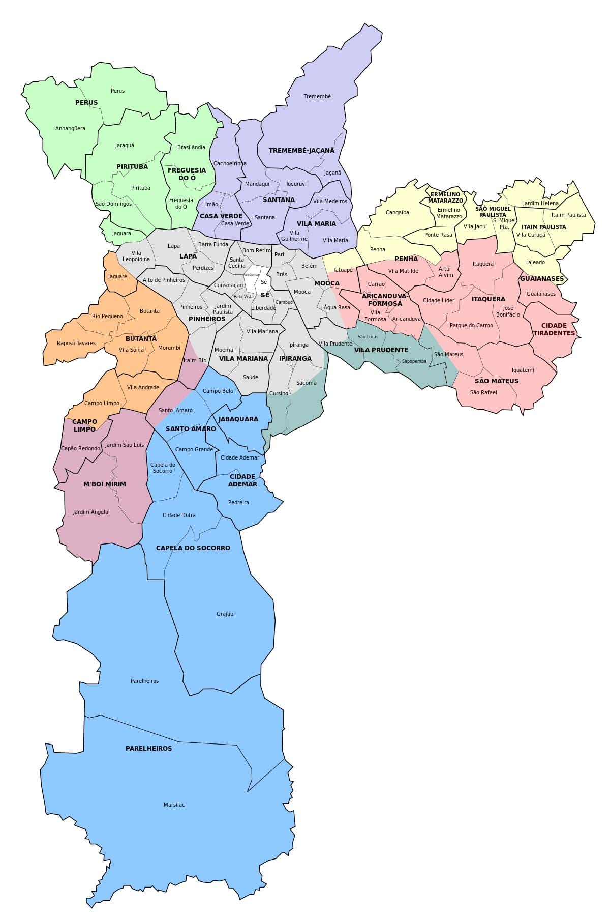 Mapa administracyjna miejsce w Sao Paulo