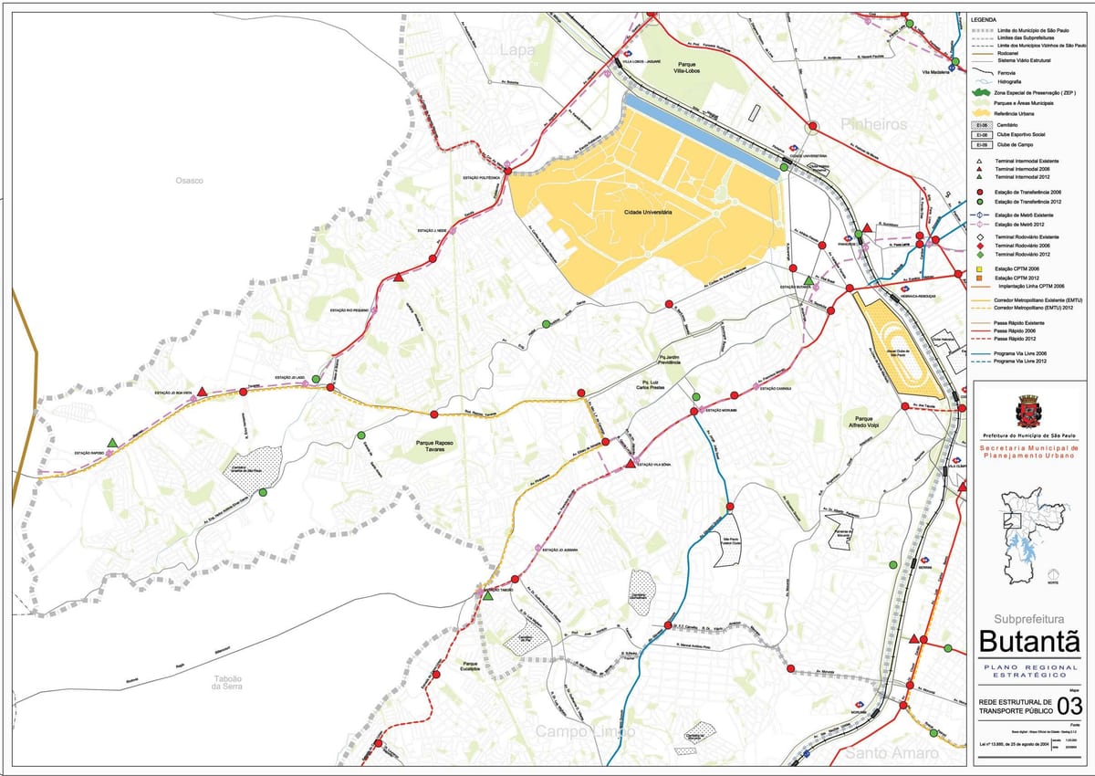 Mapa Butantã Sao Paulo - transport publiczny