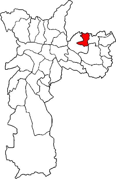 Mapa Ermelino Матараццо sub-prefektura w Sao Paulo