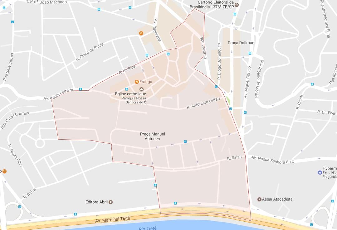 Mapa Freguesia robić Sao Paulo