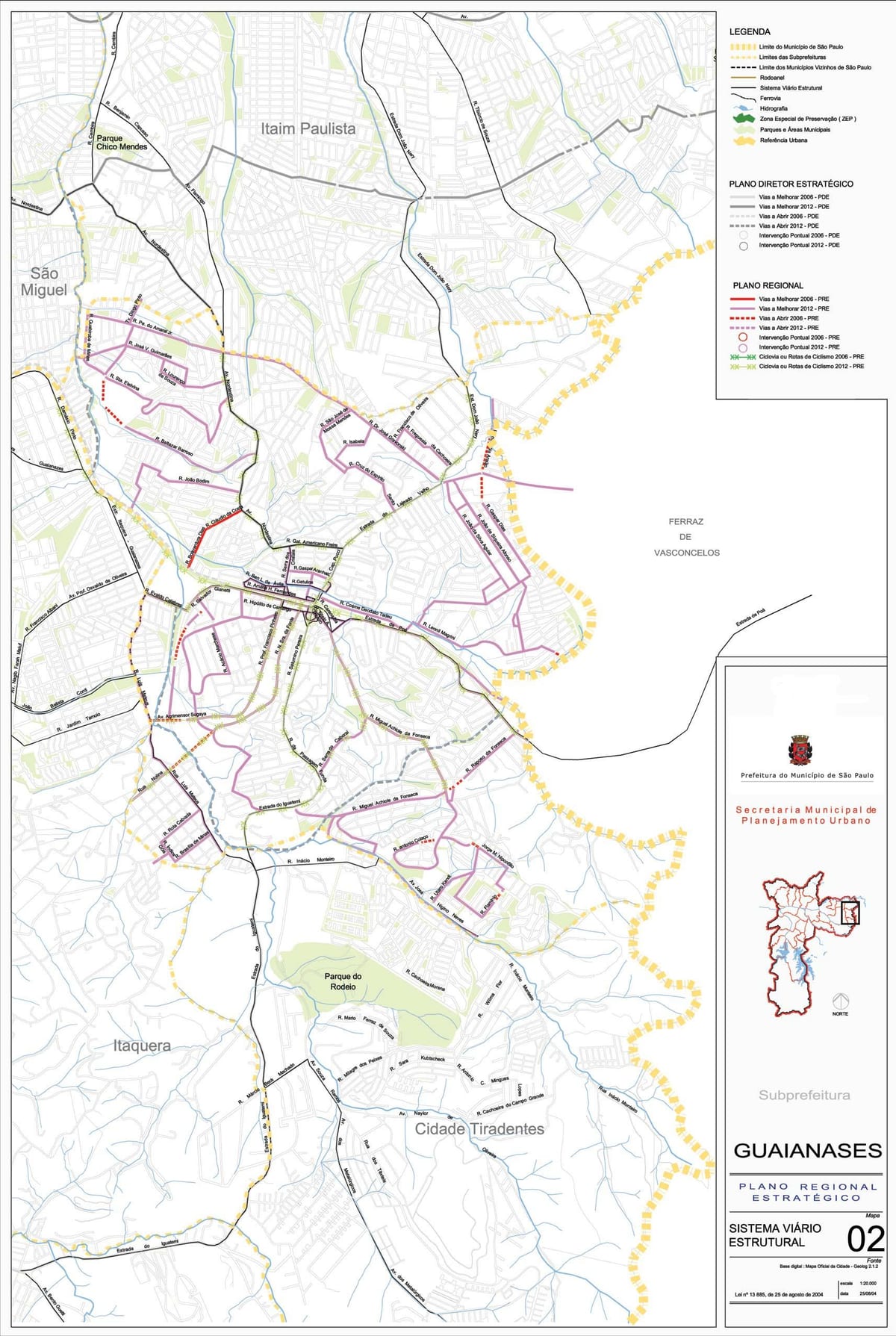 Mapa Guaianases Sao Paulo - dróg