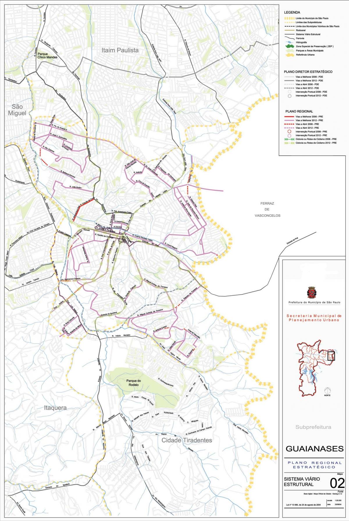 Mapa Guaianases Sao Paulo - dróg
