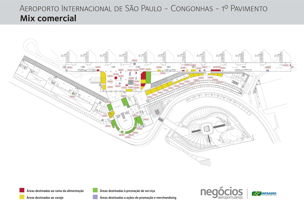 Mapa lotniska Congonhas - 1 piętro