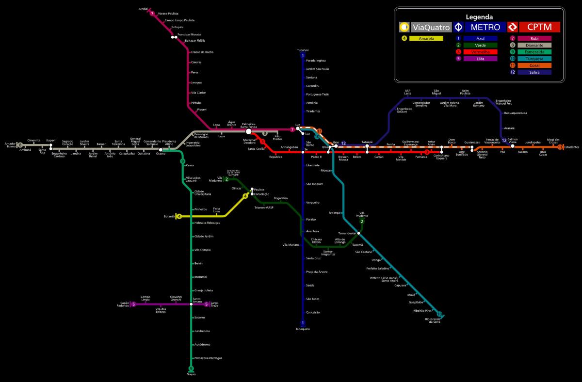 Mapa metra w Sao Paulo CPTM
