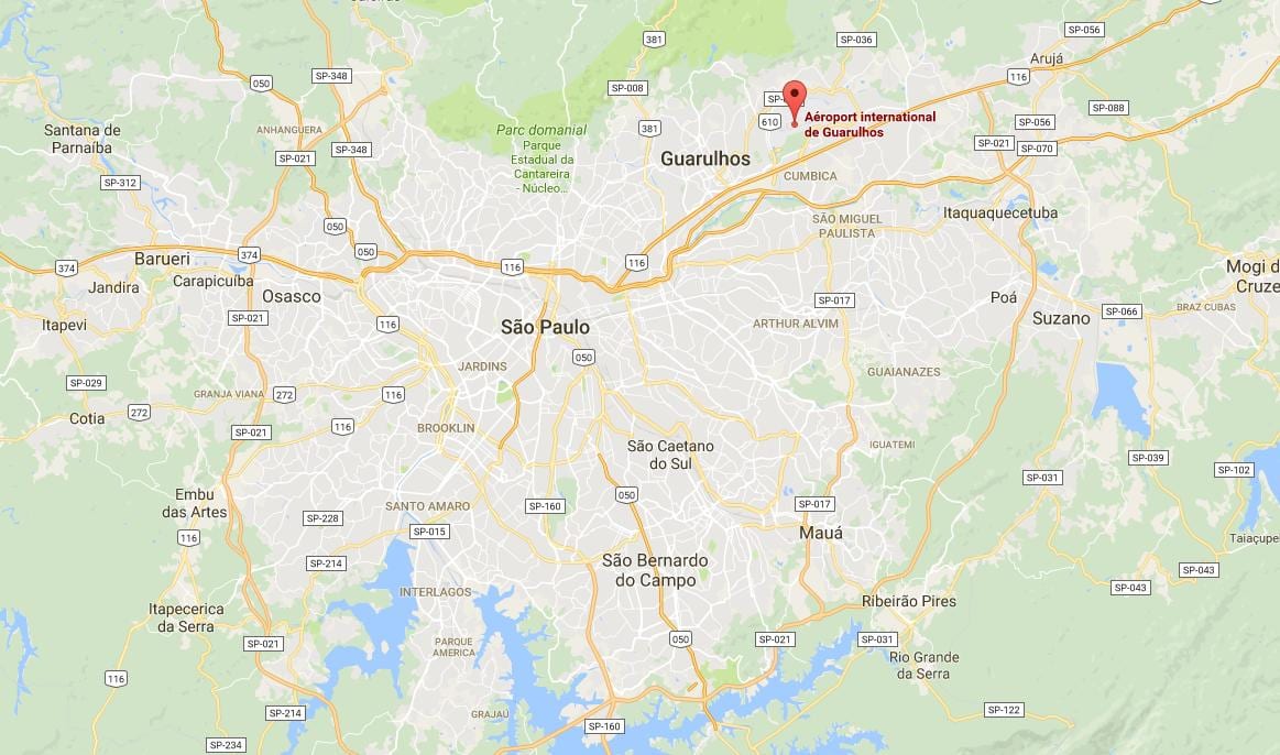 Mapa Międzynarodowy port lotniczy Guarulhos