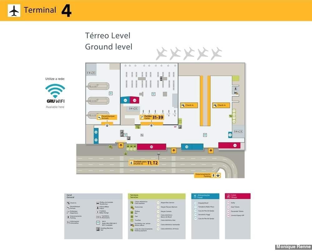 Mapa Międzynarodowy port lotniczy São Paulo-guarulhos - terminal 4