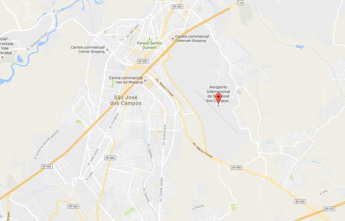 Mapa Międzynarodowy port lotniczy w San Jose dos campos