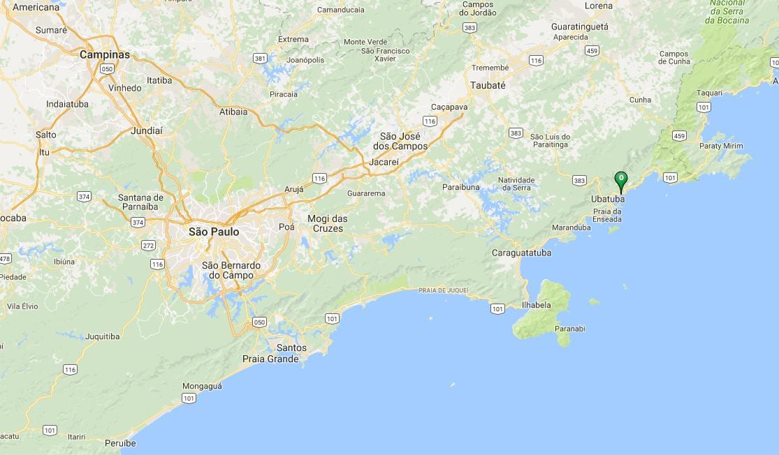 Mapa plaża Вермелья do norte