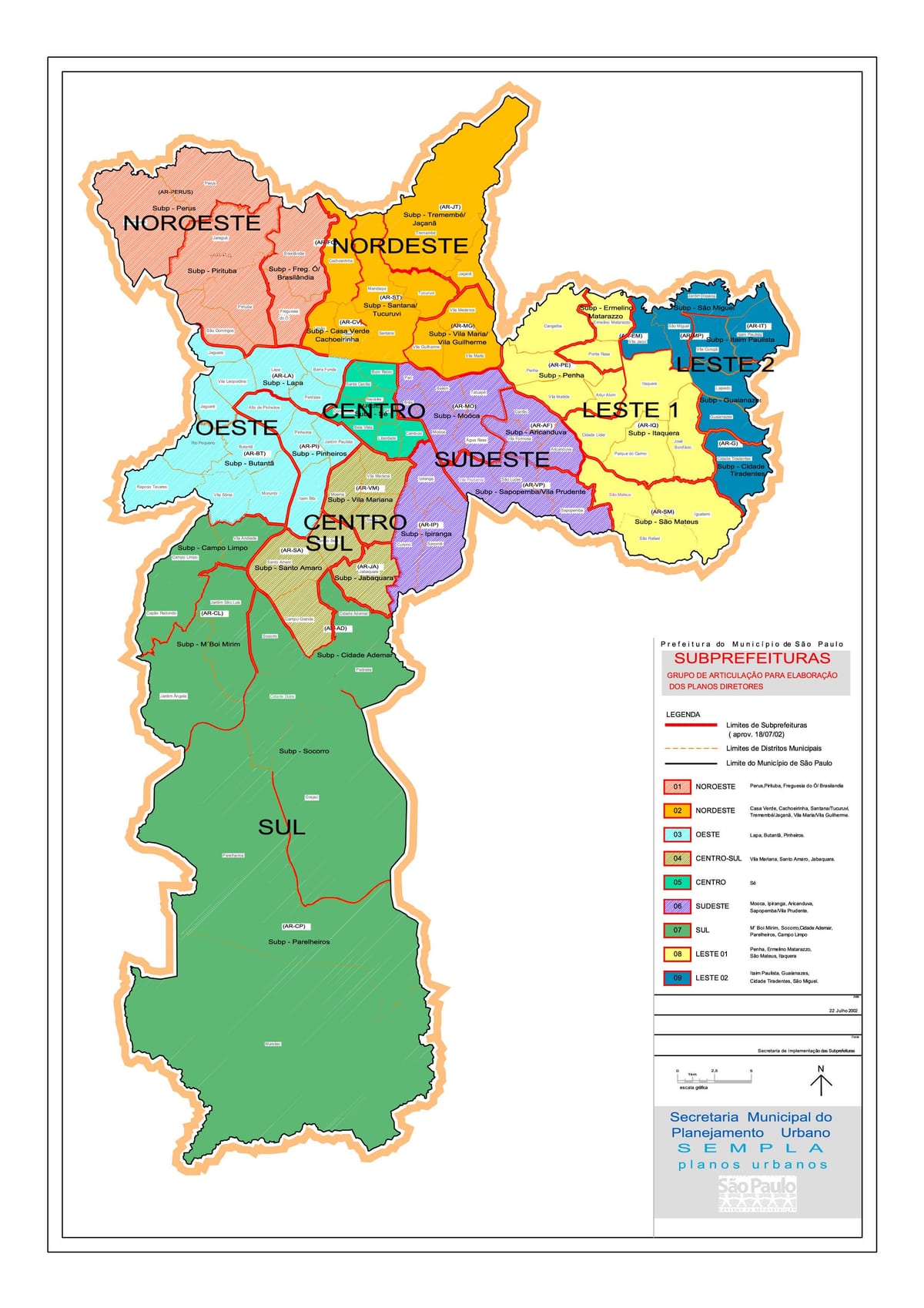 Mapa regionów Sao Paulo