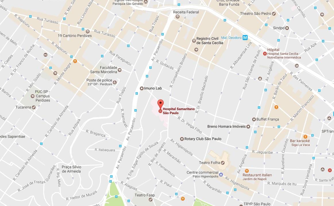 Mapa samaritano, świetny szpitalu w Sao Paulo