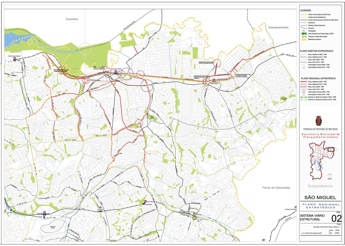 Mapa San Miguel Paulista Sao Paulo - dróg